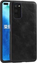 Voor Huawei Honor V30 Crazy Horse Getextureerd Kalfsleer PU + PC + TPU Case (Zwart)