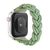 Elastische geweven horlogeband voor Apple Watch Series 6 & SE & 5 & 4 40 mm / 3 & 2 & 1 38 mm, lengte: 130 mm (groen)