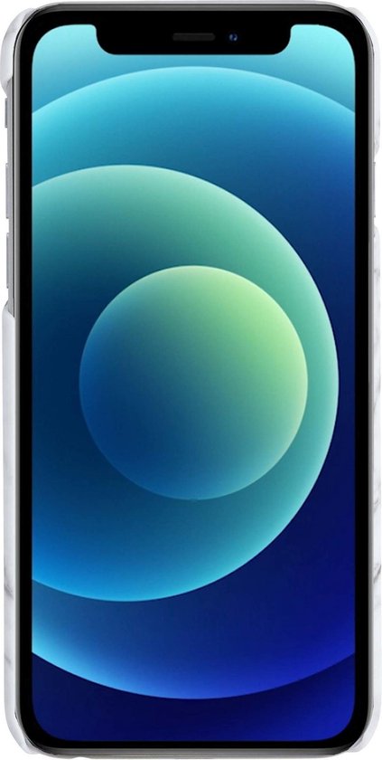 iPhone 12 Pro Case Marble Hardcover Fashion Case Cover - iPhone 12 Pro Marble Case Hardcase Back Cover - Wit x Grijs