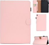 Voor Kindle Fire HD8 2016/2017 Effen kleur Tablet-pc Universele magnetische horizontale flip lederen tas met kaartsleuven en houder (roze)