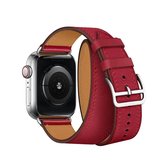 Voor Apple Watch 3/2/1 generatie 38 mm universele lederen dubbele lusriem (rood)