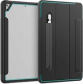 Voor iPad 10.2 / Air (2019) Acryl + TPU horizontaal Flip Smart Leather Case met drievoudige houder & Pen-sleuf & Wake-up / Sleep-functie (lichtblauw + zwart)