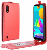 Voor Samsung Galaxy M01 R64 textuur enkele verticale flip lederen beschermhoes met kaartsleuven en fotolijst (rood)