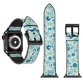 Bloemenpatroon TPU + roestvrijstalen horlogebandje voor Apple Watch Series 5 & 4 44mm / 3 & 2 & 1 42mm (groen)