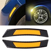 2 stks carbon reflecterende autostootkussen flare wiel brow waarschuwingsstrip stickers (geel)