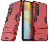 Voor Geschikt voor Xiaomi Mi Note 10 Lite PC + TPU beschermhoes tegen vallen met onzichtbare houder (rood)