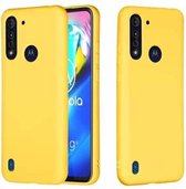 Voor Motorola Moto G8 Power Pure Color vloeibare siliconen schokbestendige volledige dekking beschermhoes (geel)