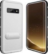 Voor Samsung Galaxy S10 RedPepper Schokbestendig Waterdicht Effen Kleur PC + TPU Beschermhoes met houder (wit)