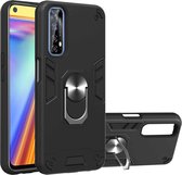 Voor OPPO Realme 7 / Narzo 20 Pro Armor Series PC + TPU beschermhoes met ringhouder (zwart)