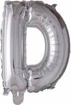 Letterballon D zilver 16 inch, kindercrea