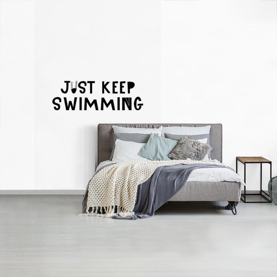 Illustration pour enfants avec une citation 'Continue de nager' sur fond blanc 200x300 cm