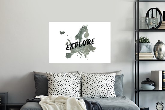 Stickers muraux - Feuille Autocollant - Carte - Europe - Citations - 90x60 cm - Feuille Adhésive - Stickers muraux Chambre Enfant - Papier Peint Auto Adhésif
