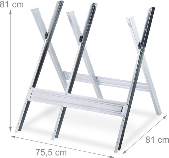 zaagbok - staal - 81 x 75,5 x 81 cm - inklapbaar - voor kettingzagen - 150 kg - zilver van Merkloos	 — afbeelding 3