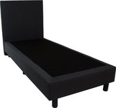 Bedworld Boxspring 90x190 zonder Matras - 1 Persoons Bed - Massieve Box met Luxe Hoofdbord - Zwart