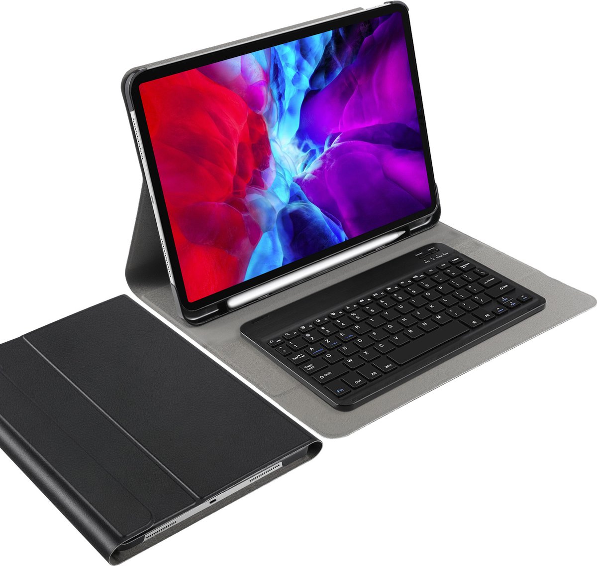 Cazy tablet Hoes met Toetsenbord geschikt voor iPad Pro 12.9 (2020) - AZERTY Bluetooth Keyboard Case - Zwart