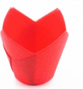 50 stks / set tulp vorm olie hittebestendige cake paper cup (rood)