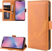 Voor OPPO A5 / A3s / AX5 Dual-side magnetische gesp horizontale flip lederen tas met houder & kaartsleuven & portemonnee & fotolijst (geel)