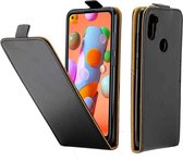 Voor Galaxy A11 zakelijke stijl verticale flip TPU lederen tas met kaartsleuf (zwart)