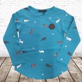 Longsleeve met paardenprint blauw groen -s&C-158/164-Longsleeves meisjes