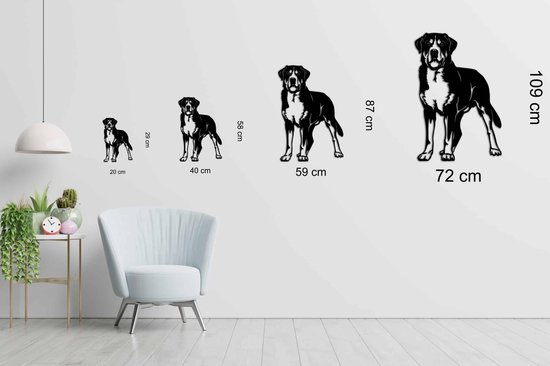 Décoration murale - Chien - Bouvier Suisse 1 - S - 58x40cm - Zwart - décoration murale - Line Art