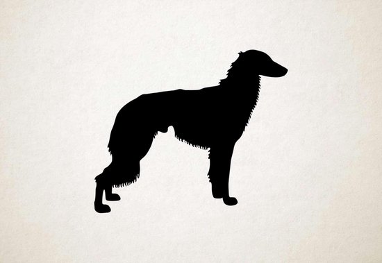 Silhouette hond - Longhaired Whippet - Langharige Whippet - M - 60x71cm - Zwart - wanddecoratie