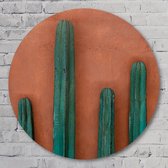 Muurcirkel ⌀ 100 cm - Cactus - Aluminium Dibond - Landschappen - Rond Schilderij - Wandcirkel - Wanddecoratie