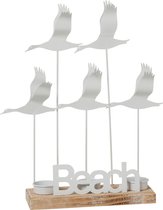 J-Line T-Lichthouder Beach Vogels Metaal Wit