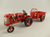 tractor - klassieke trekker met aanhanger - ijzer - 10 cm hoog