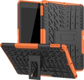 Voor iPad 10.2 Tire Texture TPU + PC schokbestendige hoes met houder (oranje)