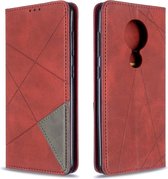 Voor Nokia 6.2 / 7.2 ruit textuur horizontale flip magnetische lederen tas met houder en kaartsleuven (rood)