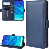 Dubbele gesp portemonnee stand lederen mobiele telefoon geval voor p smart z, met portemonnee en houder en kaartsleuven (donkerblauw)