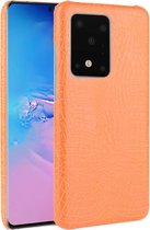 Voor Galaxy S20 Ultra Shockproof Crocodile Texture PC + PU Case (Orange)