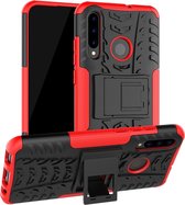 Tire Texture TPU + PC Shockproof Case voor Huawei P Smart + 2019, met houder (rood)