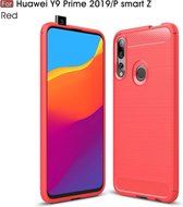 Brushed Texture Carbon Fiber TPU Case voor Huawei Y9 Prime 2019 / P Smart Z (Rood)