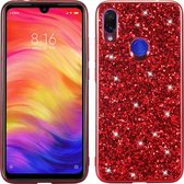 Glitter poeder schokbestendig TPU-hoesje voor Geschikt voor Xiaomi Redmi Note 7 (rood)