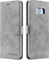 Voor Galaxy S8 + Diaobaolee Pure Fresh Texture Horizontale Flip Leather Case, met houder & kaartsleuf & portemonnee & fotolijst (grijs)