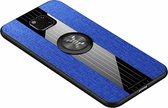 Voor Huawei Mate 20 Pro XINLI stikdoek Textue schokbestendig TPU beschermhoes met ringhouder (blauw)