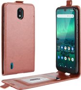 Voor Nokia 1.3 R64 textuur enkele verticale flip lederen beschermhoes met kaartsleuven en fotolijst (bruin)