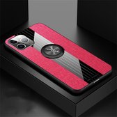 Voor iPhone 11 Pro Max XINLI stiksels Textue schokbestendig TPU beschermhoes met ringhouder (rood)