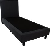 Bedworld Boxspring 90x200 zonder Matras - 1 Persoons Bed - Massieve Box met Luxe Hoofdbord - Antraciet