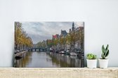 Canvas Schilderij Alledaagse foto van de Prinsengracht van Amsterdam - 30x20 cm - Wanddecoratie