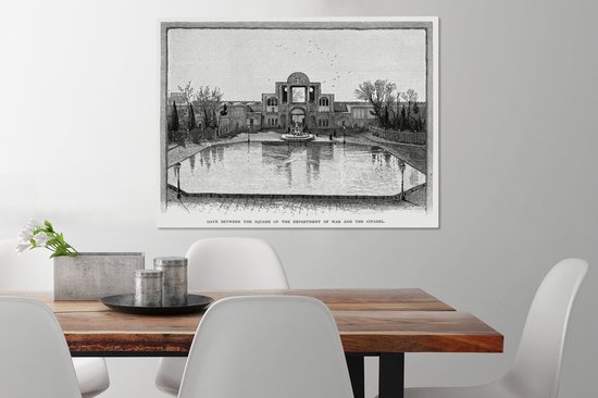 Canvas Schilderij Een illustratie van de stadspoort in het Iraanse Teheran - 80x60 cm - Wanddecoratie