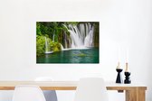 Canvas Schilderij Verschillende watervallen bij het Nationaal park Erawan in Thailand - 60x40 cm - Wanddecoratie
