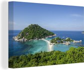 Canvas Schilderij Eilanden voor de kust van Ko Tao Thailand - 90x60 cm - Wanddecoratie