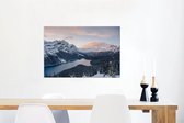 Canvas Schilderij Uitzicht over het Nationaal park Banff in Canada in de winter - 60x40 cm - Wanddecoratie
