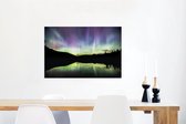 Canvas Schilderij Noorderlicht in het Nationaal park Jasper in Canada - 90x60 cm - Wanddecoratie