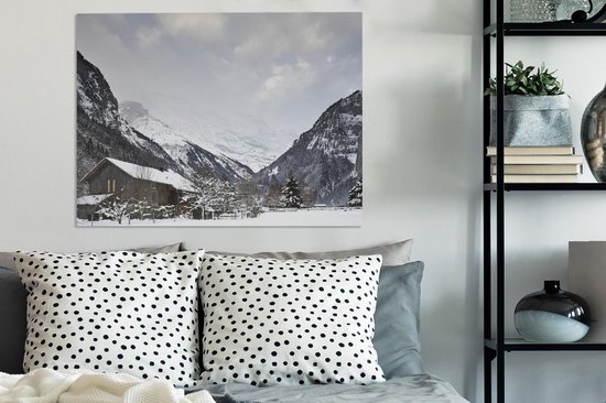 Chalet en bois au Schilthorn en Suisse Toile 80x60 cm - Tirage photo sur toile (Décoration murale salon / chambre)