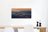 Canvas Schilderij Zonsondergang bij de berg Schilthorn in Zwitserland - 80x40 cm - Wanddecoratie