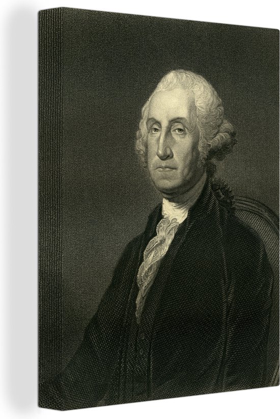Canvas schilderij 120x160 cm - Wanddecoratie Een portret van George Washington - Muurdecoratie woonkamer - Slaapkamer decoratie - Kamer accessoires - Schilderijen
