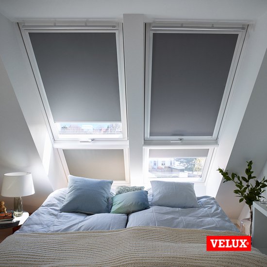 VELUX Store à enrouleur occultant d'origine (DKL) pour fenêtres de toit VELUX, cadre blanc, S08, 608, blanc